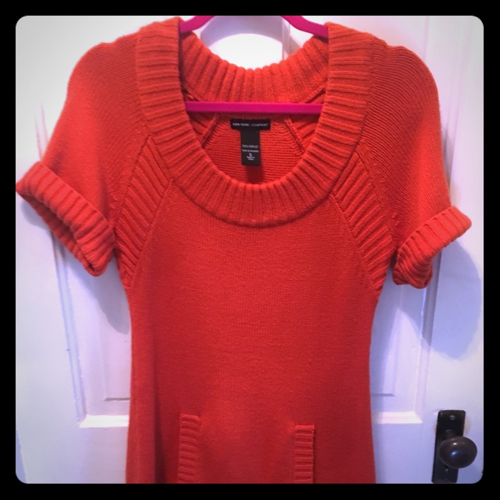 New York & Co orange sweater dress-small
